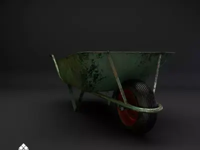Rusty wheelbarrow Low-poly 3D model