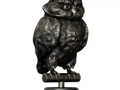 Bronze figurine of an owl bird 3D model