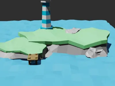lighthouse on the island 3D model