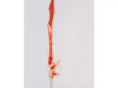 Fantasy fire sword Low-poly 3D model