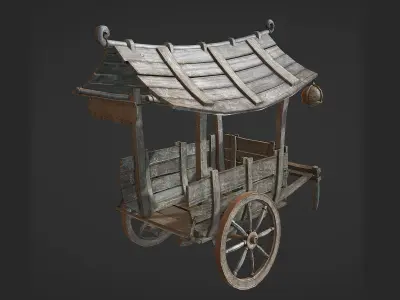 Wooden Cart 3D model 6