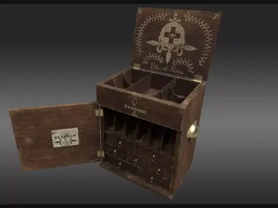 Plague Doctor Medicine Chest Low-poly 3D model
