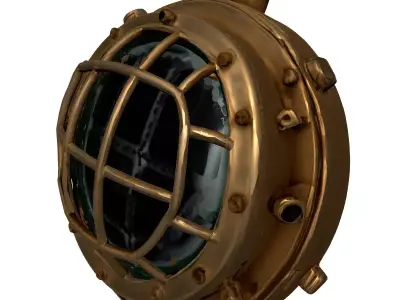 Vintage Brass Nautical Bulkhead Light Low-poly 3D model