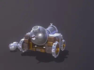 Cannon Low-poly 3D model metal Free low-poly 3D model