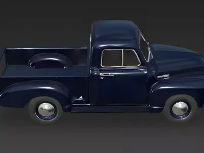 Realistic 1950s Rural Pickup Truck 3D Model Low-poly 3D model get