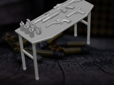Armory Table Playset 3D printable files for Action Figures 3D print model