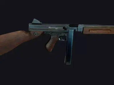 World War 2 Thompson Gun Low-poly 3D model