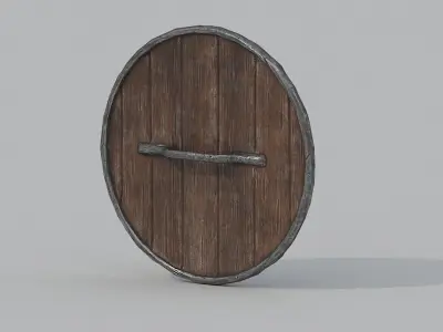 Shield Low Poly PBR wooden Low-poly 3D model