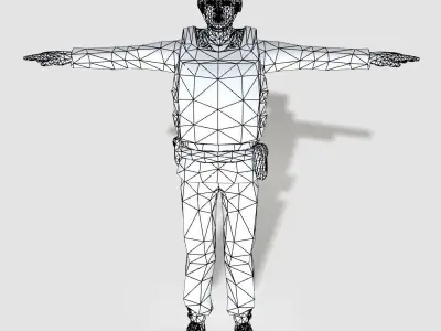 Low poly asiatic soldier Low-poly 3D model