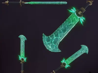 Stylized Crystal Sword Low-poly 3D model