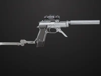 Pistol 08 Silver Generic All PBR UE Textures Included Low-poly 3D model