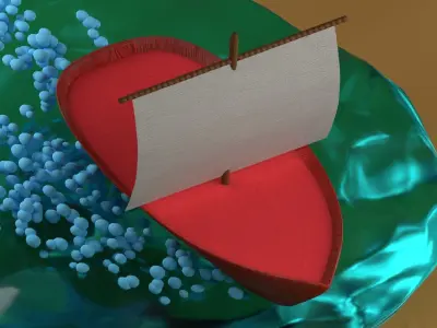 Boat on sea animation 3D model