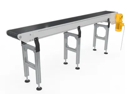 Conveyor Belt for Factory Adjustable and Rigged 3D model