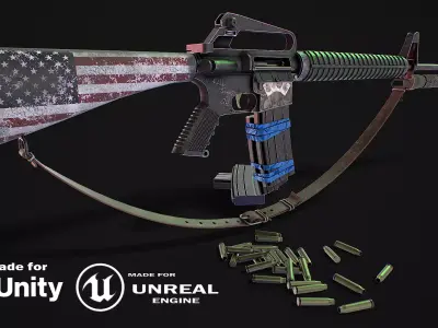 Assault rifle 3D model Low-poly 3D model purchase