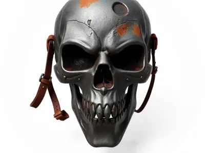 Rusty Metal Skull Mask Low-poly 3D model