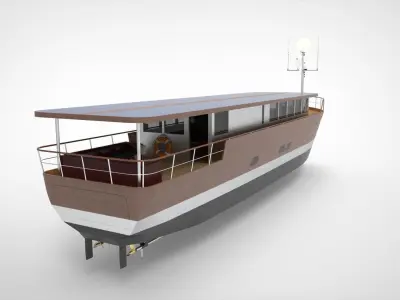 Wooden Yacht Solar Panel 3D model