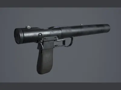 World War II - Welrod Silenced Pistol - PBR and Game Ready Low-poly 3D model