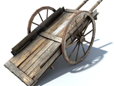 Low Poly Wild West Cart Low-poly 3D model