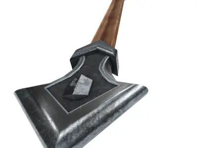 Low Poly Dark Battle Axe Decorated 3D Model Low-poly 3D model