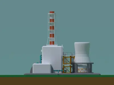 Nuclear station Low-poly Free low-poly 3D model
