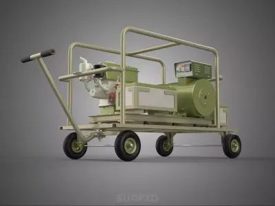 KHAKI BEIGE MILITARY ARMY DESERT DIESEL GENERATOR SET GENSET FDE 3D model