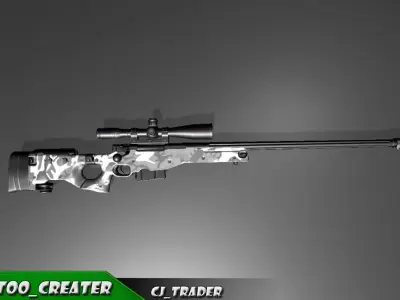 Modern AWM-Sniper Riffle low poly 3d model Low-poly 3D model
