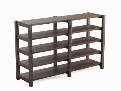 Long Pottery Shelf Set Low-poly 3D model