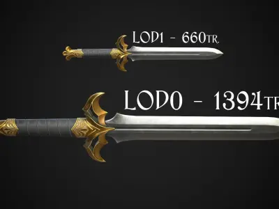 Dagger A2 Low-poly 3D model