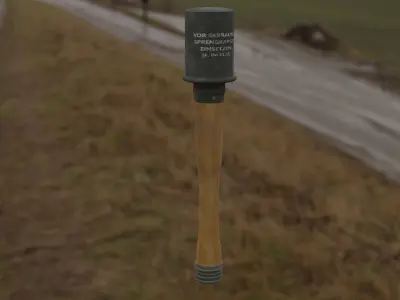 German Stick Grenade  Low-poly 3D model
