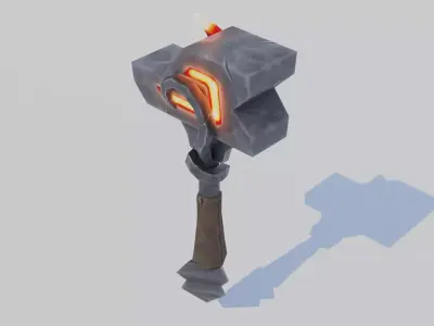 Stylized one-handed mace Low-poly 3D model