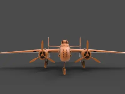 B-25J orange airplane 3D print model