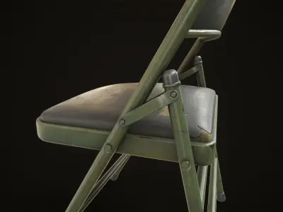  Metal folding chair Low-poly 3D model