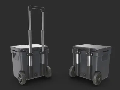  Wheeled Cooler With Retractable Handle 3D Model 