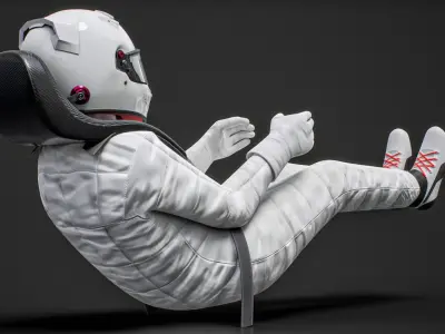  Formula 1 Racing Driver White Mockup 