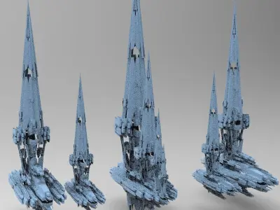 Sci fi Alien Cliff bridge Shards  3D model