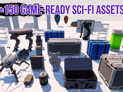150 Ultimate Sci Fi Props Pack Game Ready for Unity and Unreal Low-poly 3D model