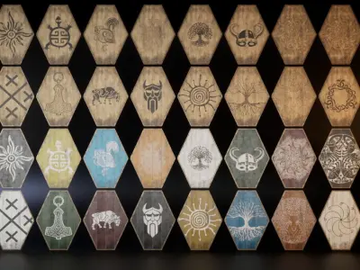 Slavic shields 240 pieces 3D Model Pack