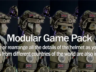  Ballistic Helmet Modular-Pack Low-poly 3D model