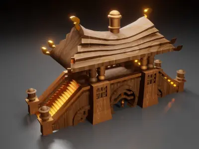 Japanese Architecture 3D model Low-poly 3D model
