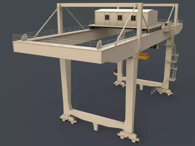 PBR Rail Mounted Gantry Crane RMG V2 - White Low-poly 3D model