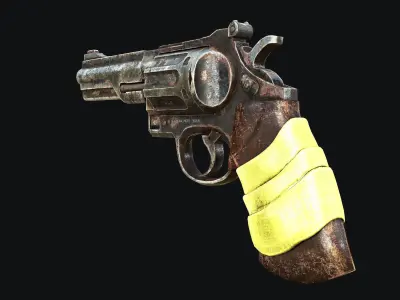 Rusty Revolver Low-poly 3D model