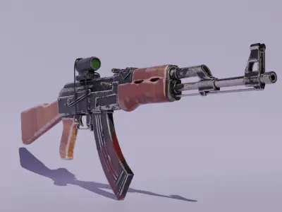 old AK47 WITH SCOPE Free 3D model