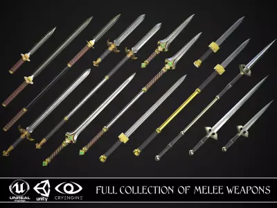 Full Collection of Melee Weapons 3D Model Pack