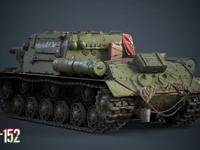 Soviet tank ISU-152 Zveroboi Low-poly 3D model