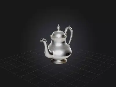 Silver Teapot Model Low-poly 3D model