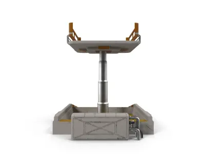 Elevator table with two chairs Low-poly 3D model