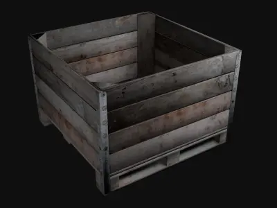 Wooden fruit crate 3D model