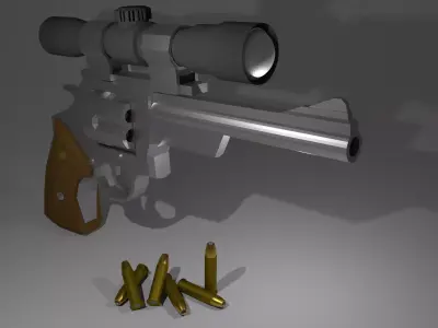 Low-poly Magnum with scope Low-poly 3D model