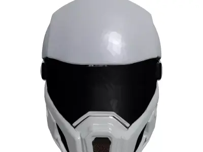 Sleek SciFi Chrome Helmet 3D model