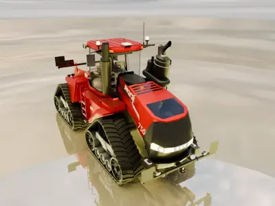 Modern Tracked Tractor 3D Model Low-poly 3D model